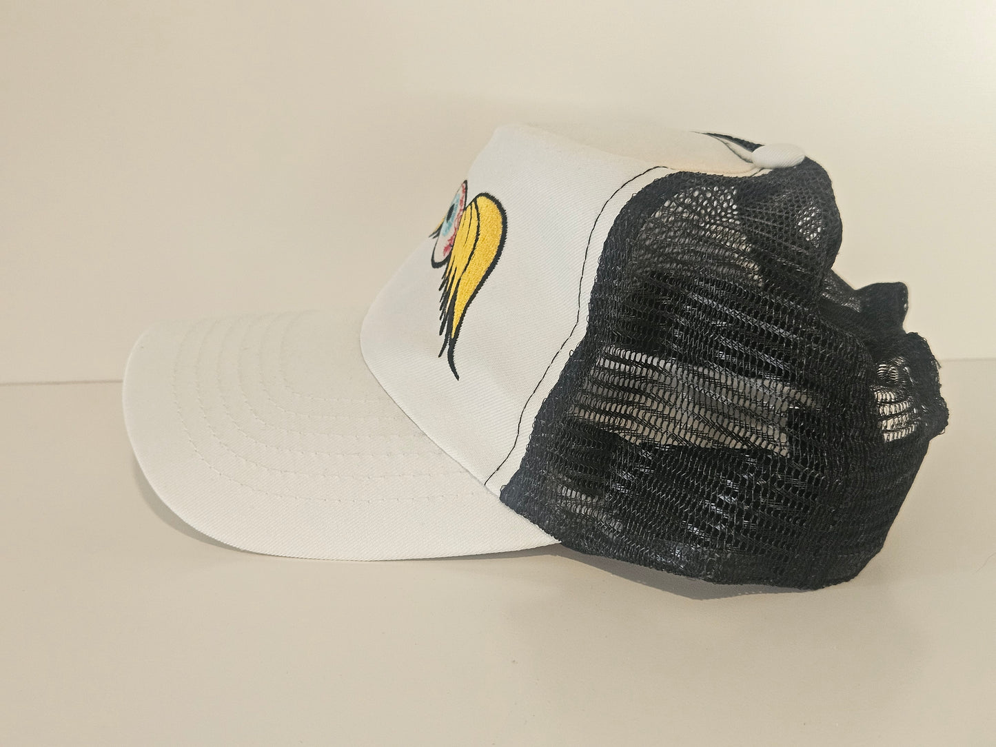 Youth Eyeball with Wings White & Black Cap