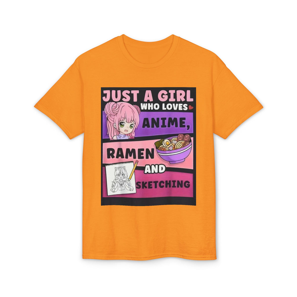"Just a Girl Who Loves Anime Ramen and Sketching" T-Shirt-6