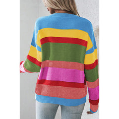 Women’s Retro Drop-Shoulder Sweater – Round Neck Casual Loose-Fit Pullover-4