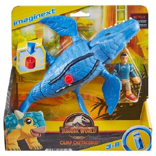 Jurassic World Campamento Cretácico – Imaginext Mosasaurio y Kenji (UPC: 194735015870)