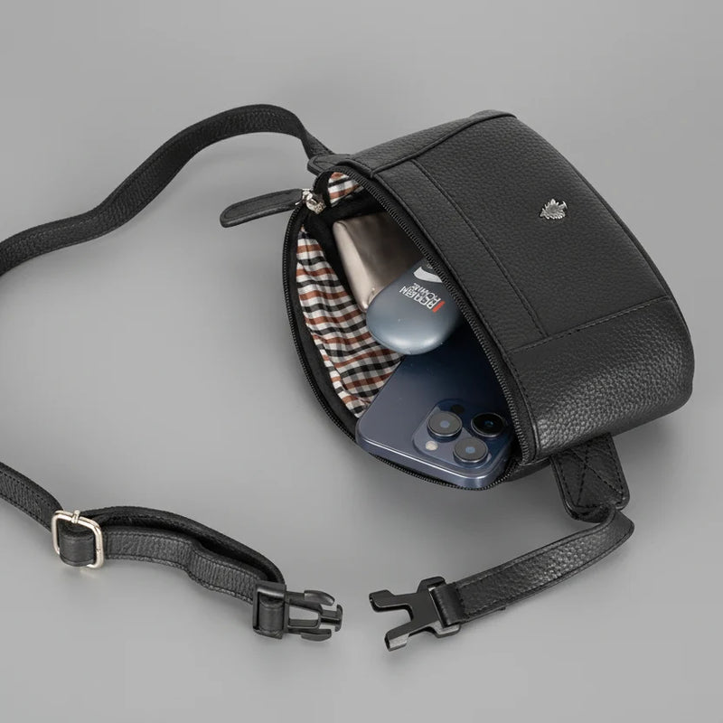 Greenwood Leather Belt Bag. Premium Top-Grain Leather Waist Pack & Crossbody Sling-4