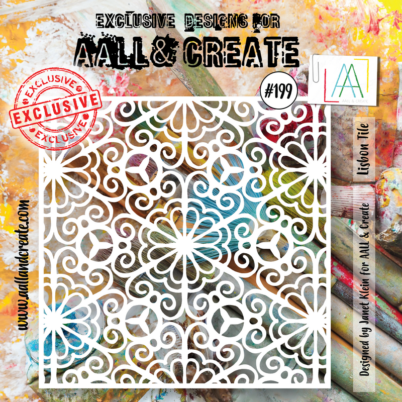 AALL and Create #199 - 6"x6" Stencil - Lisbon Tile-1