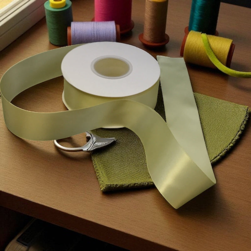 Satin Ribbon Double Face Lemon #614 -3.8 cm Wide-2