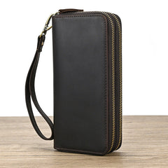 Men Genuine Leather Embossed Long Wallet Vintage Business Clutch-4