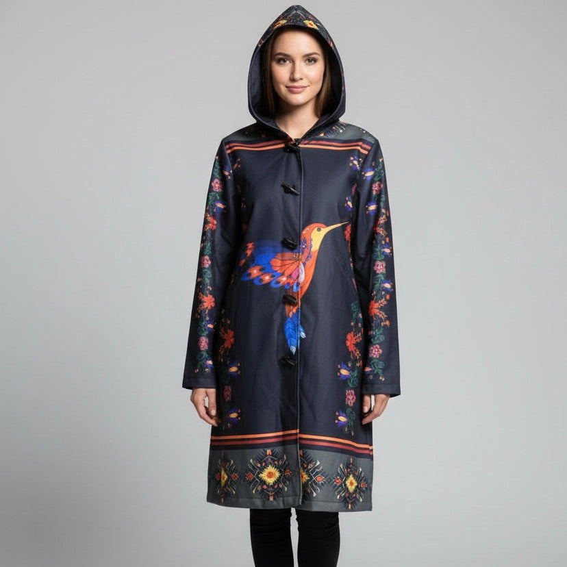Midnight Hummingbird Long Coat