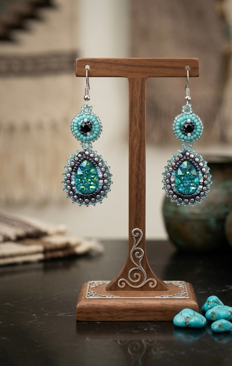 Drop Beaded Earrings green collection-3