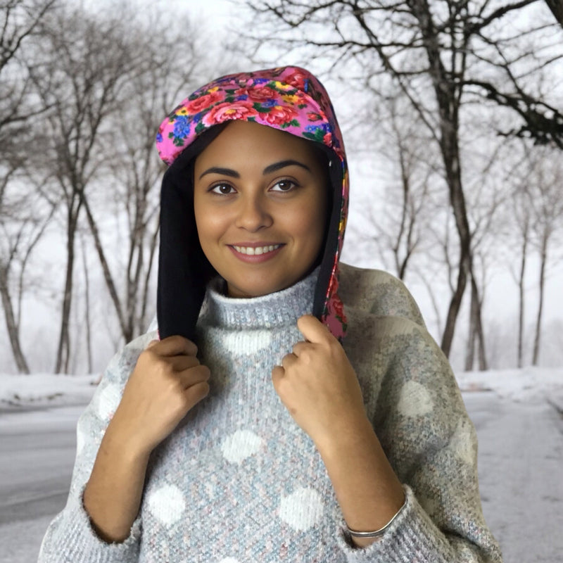 Pink Kookum Hat with Drop-Down Ears-2