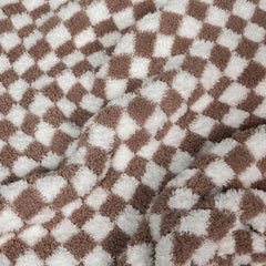 Chocolate Milk & White Check Print Extended Throw-4