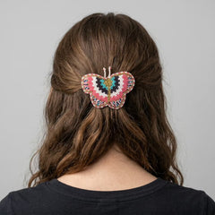 Peach Butterfly Beaded Barrette-4