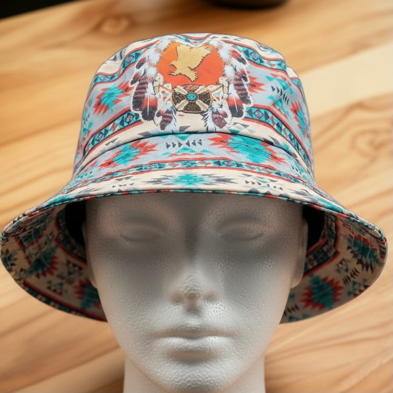 White Eagle Native Style Bucket Hat-2