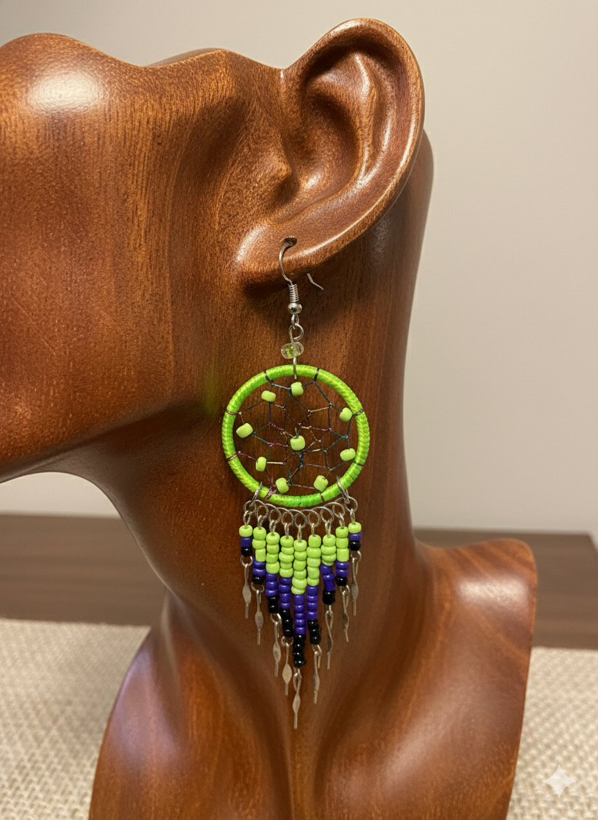 Lime green Dreamcatcher Dangles-1