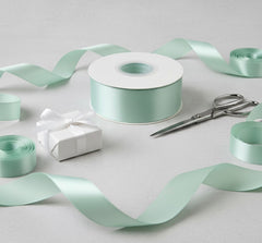Satin Ribbon Double Face- Mint Green #513-3.8 cm Wide-1