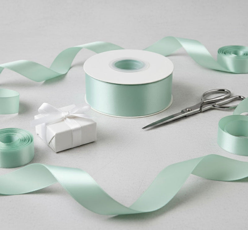 Satin Ribbon Double Face- Mint Green #513-3.8 cm Wide-1
