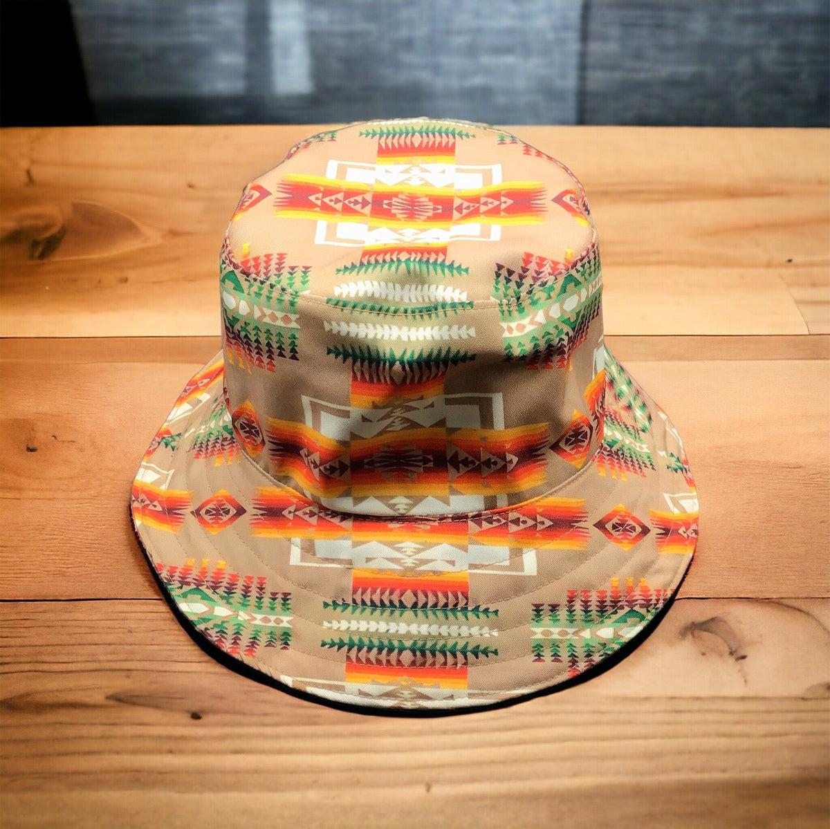 Beige Native Style Bucket Hat-1