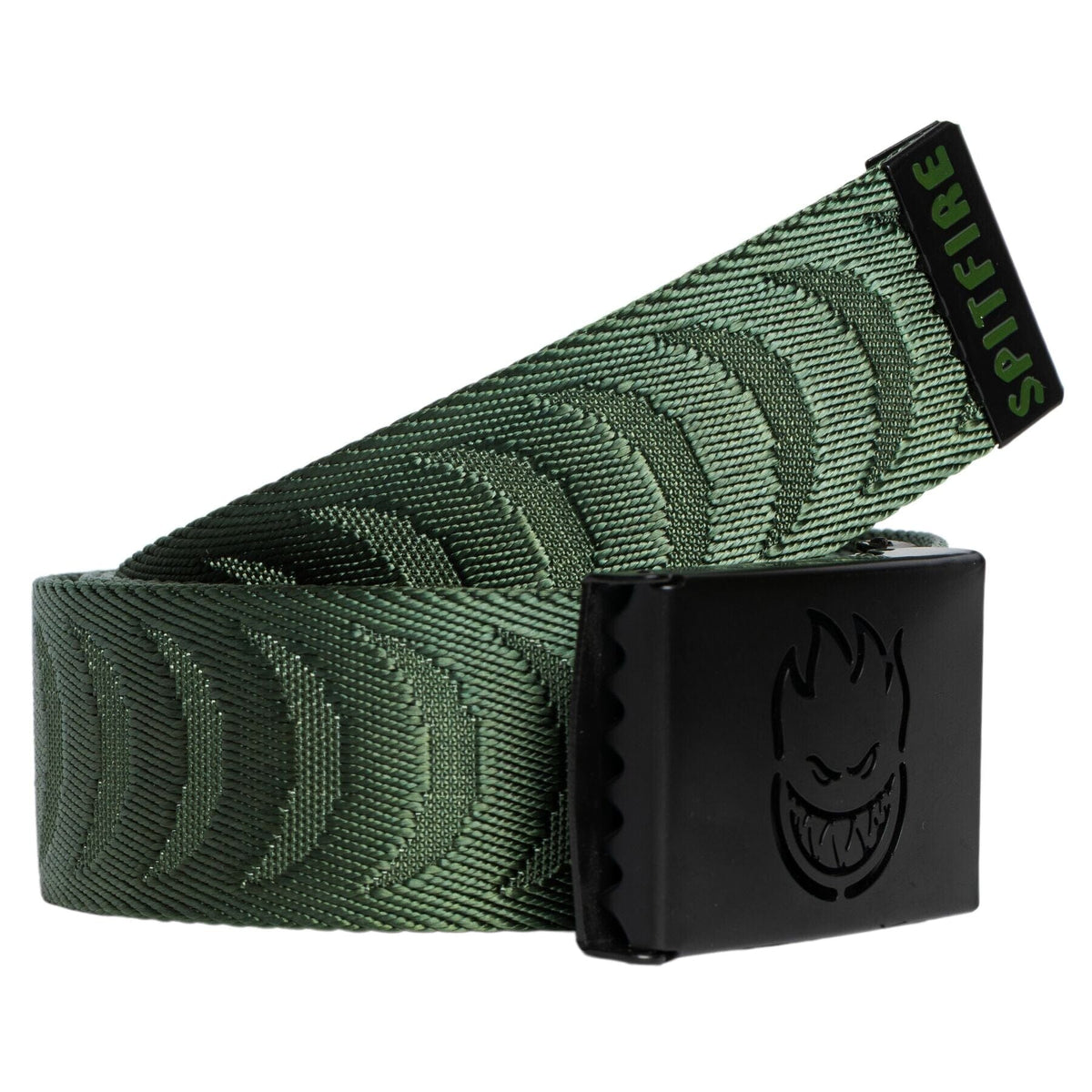 Spitfire 'Bighead Cut Out Jacquard' Web Belt - Olive/Black-3