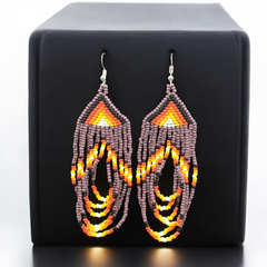 Purple Swoop Beaded earrings-2