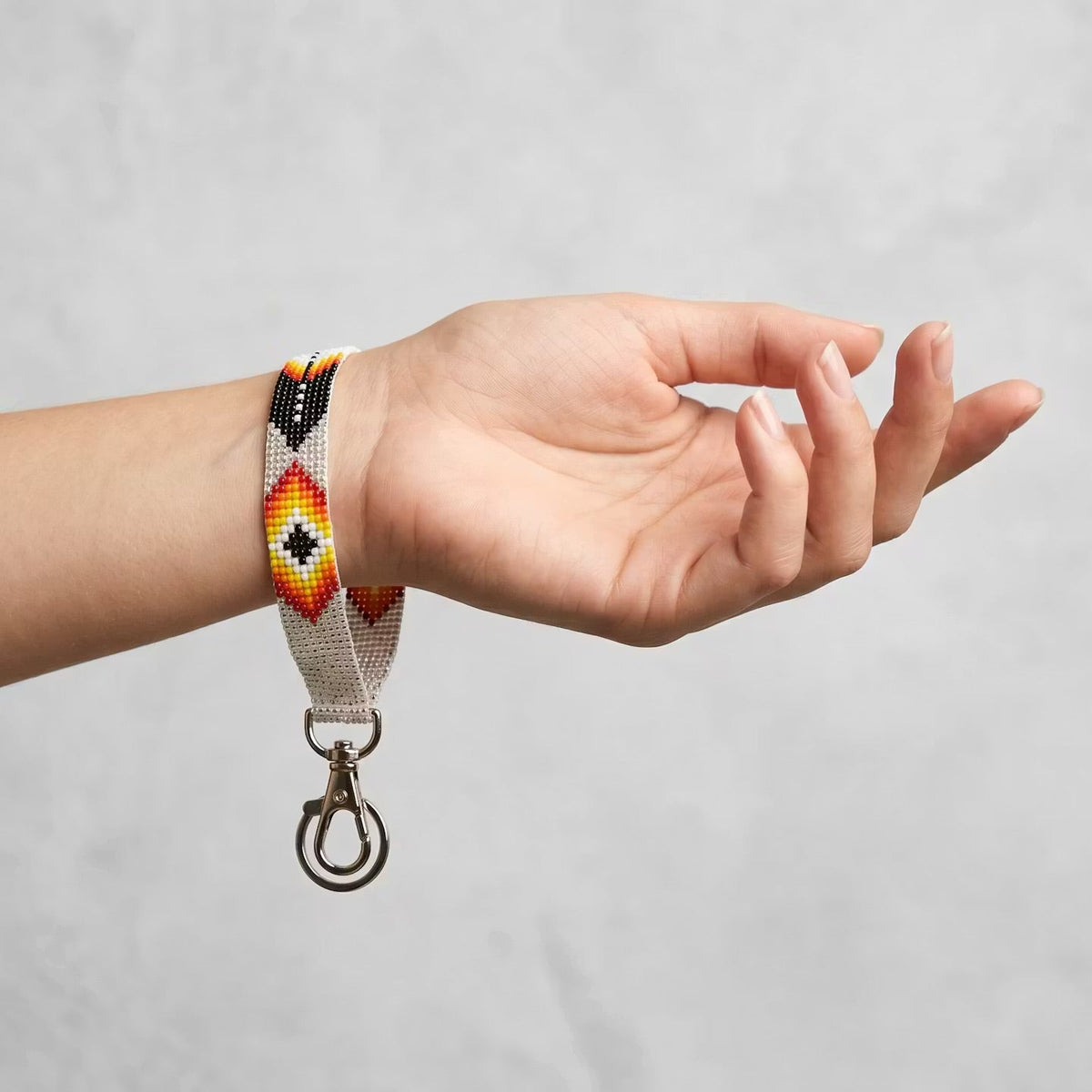 White Native American Style Wrist Lanyard-1