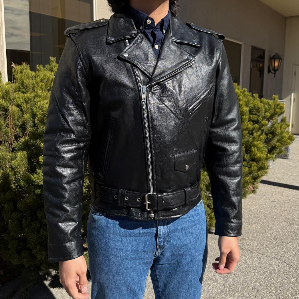 Open Road Men’s Buffalo Leather Biker Jacket with Removable Lining-5