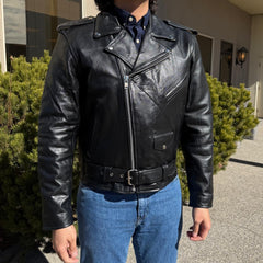 Open Road Men’s Buffalo Leather Biker Jacket with Removable Lining-5