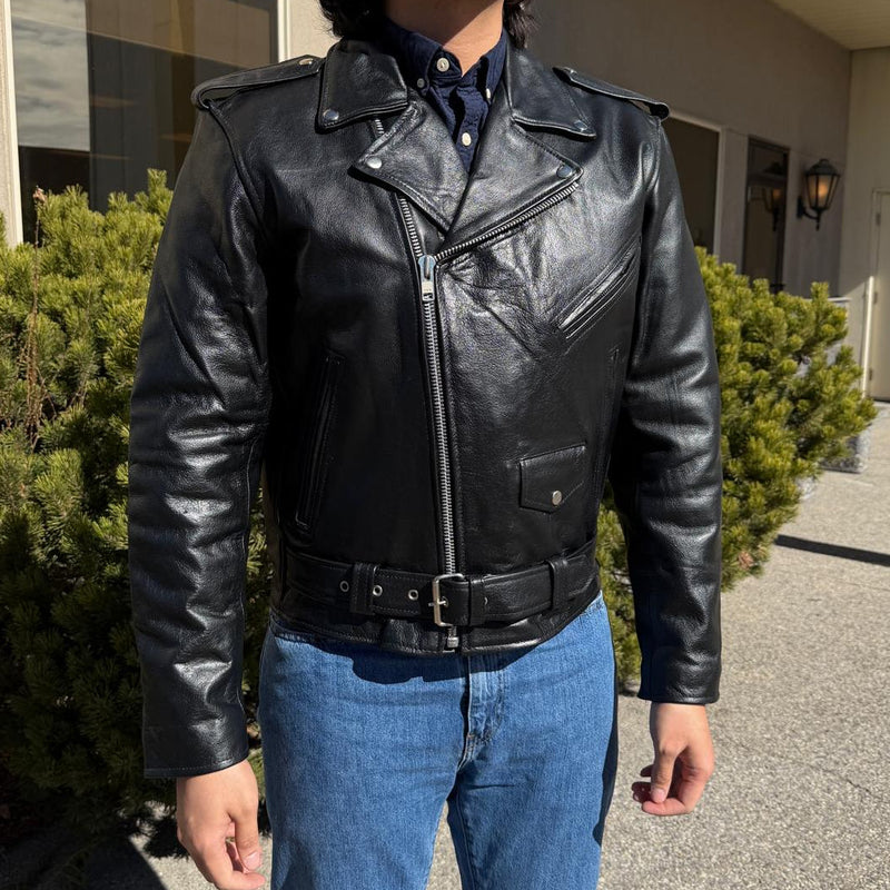 Open Road Men’s Buffalo Leather Biker Jacket with Removable Lining-5