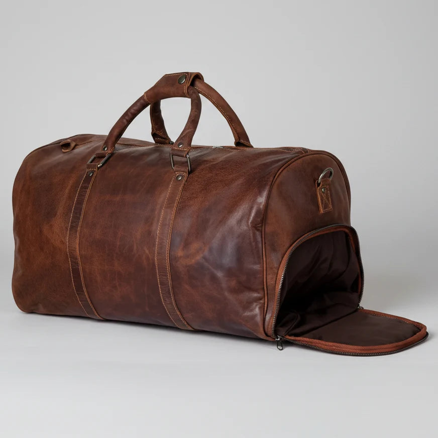 Greenwood Leather Overnight Travel Duffle Bag. Premium Weekender & Gym Companion-8