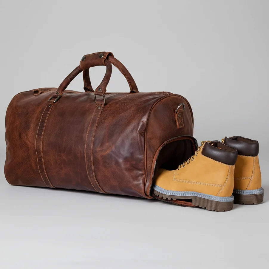 Greenwood Leather Overnight Travel Duffle Bag. Premium Weekender & Gym Companion-9