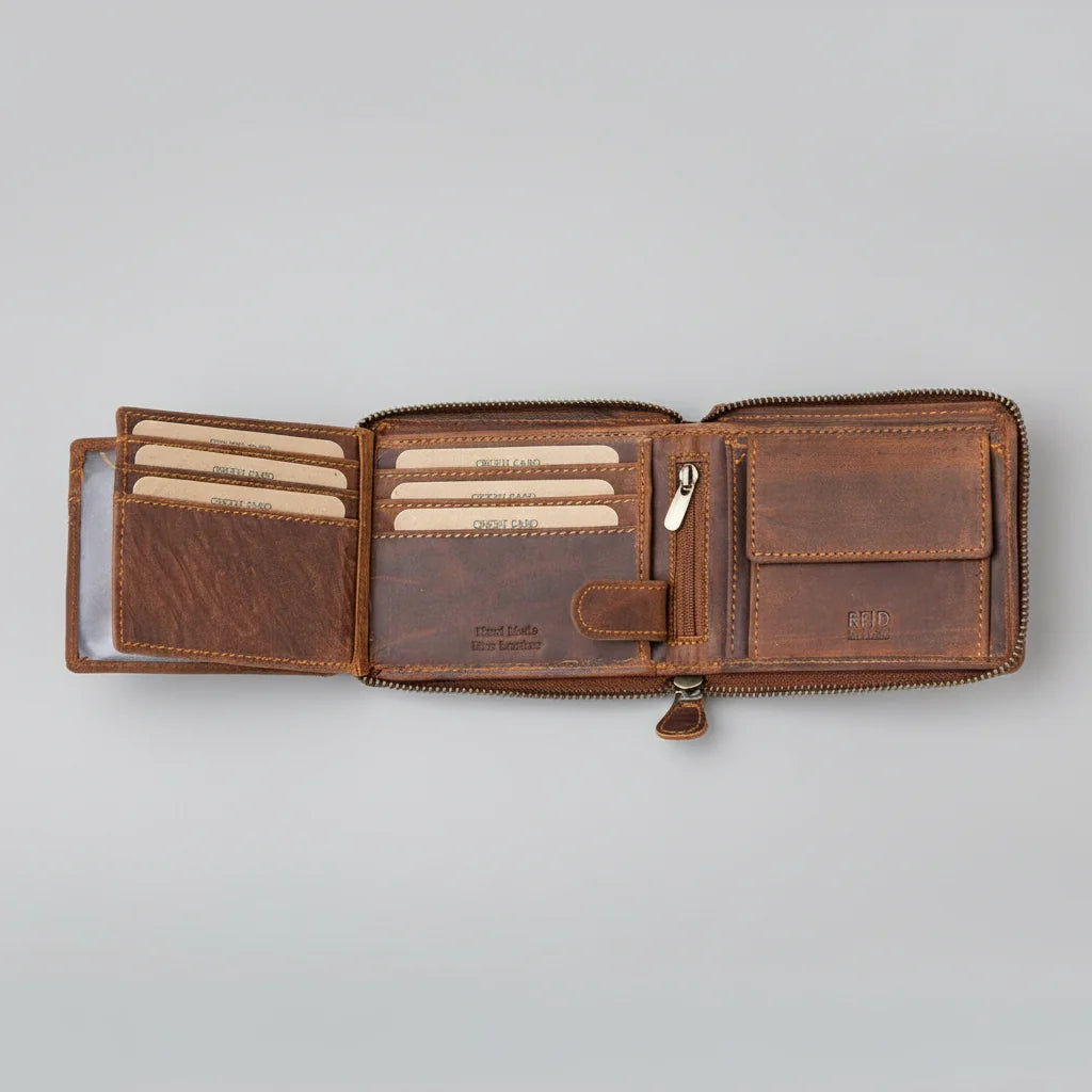 Greenwood Men's RFID Zip Around Wallet-6
