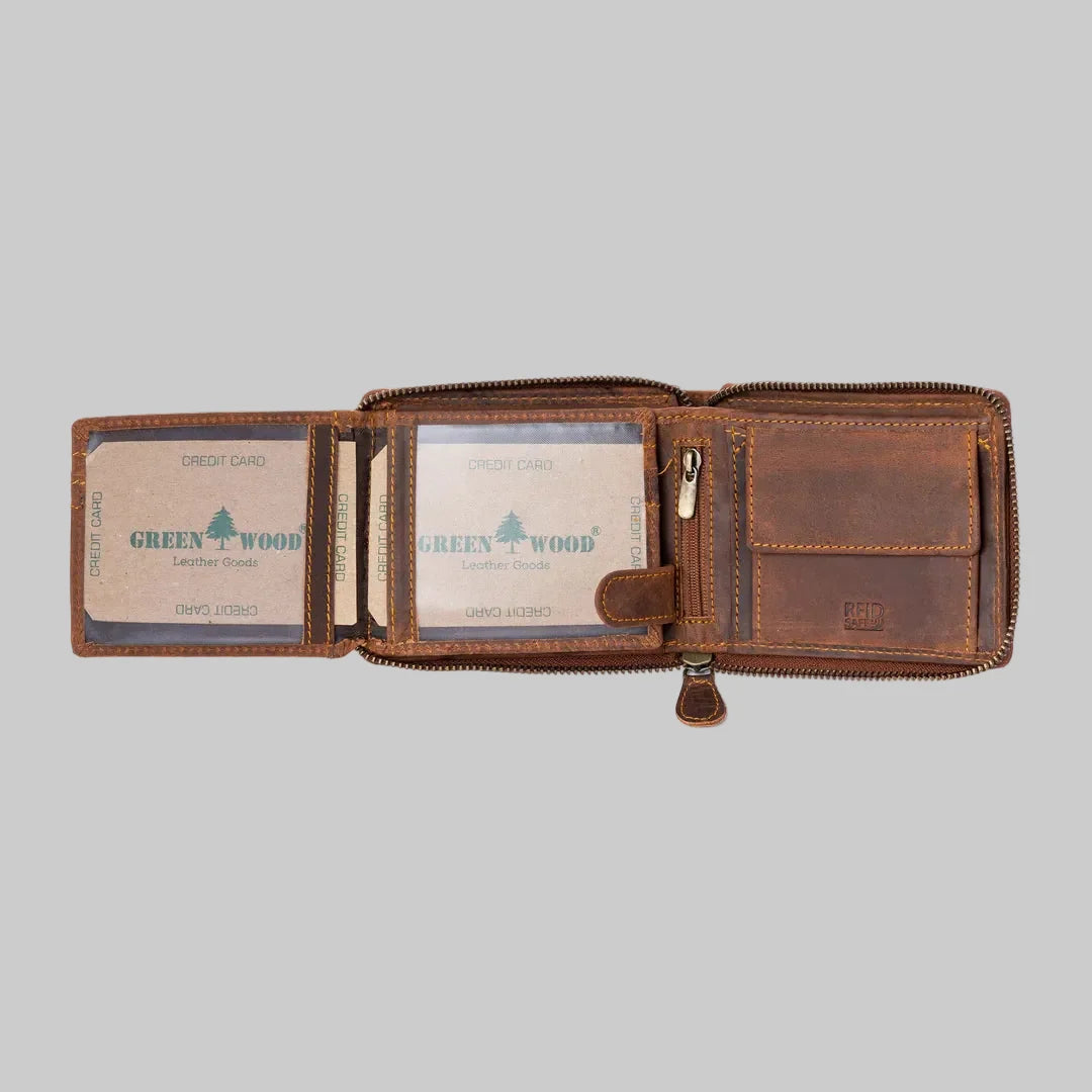 Greenwood Men's RFID Zip Around Wallet-7
