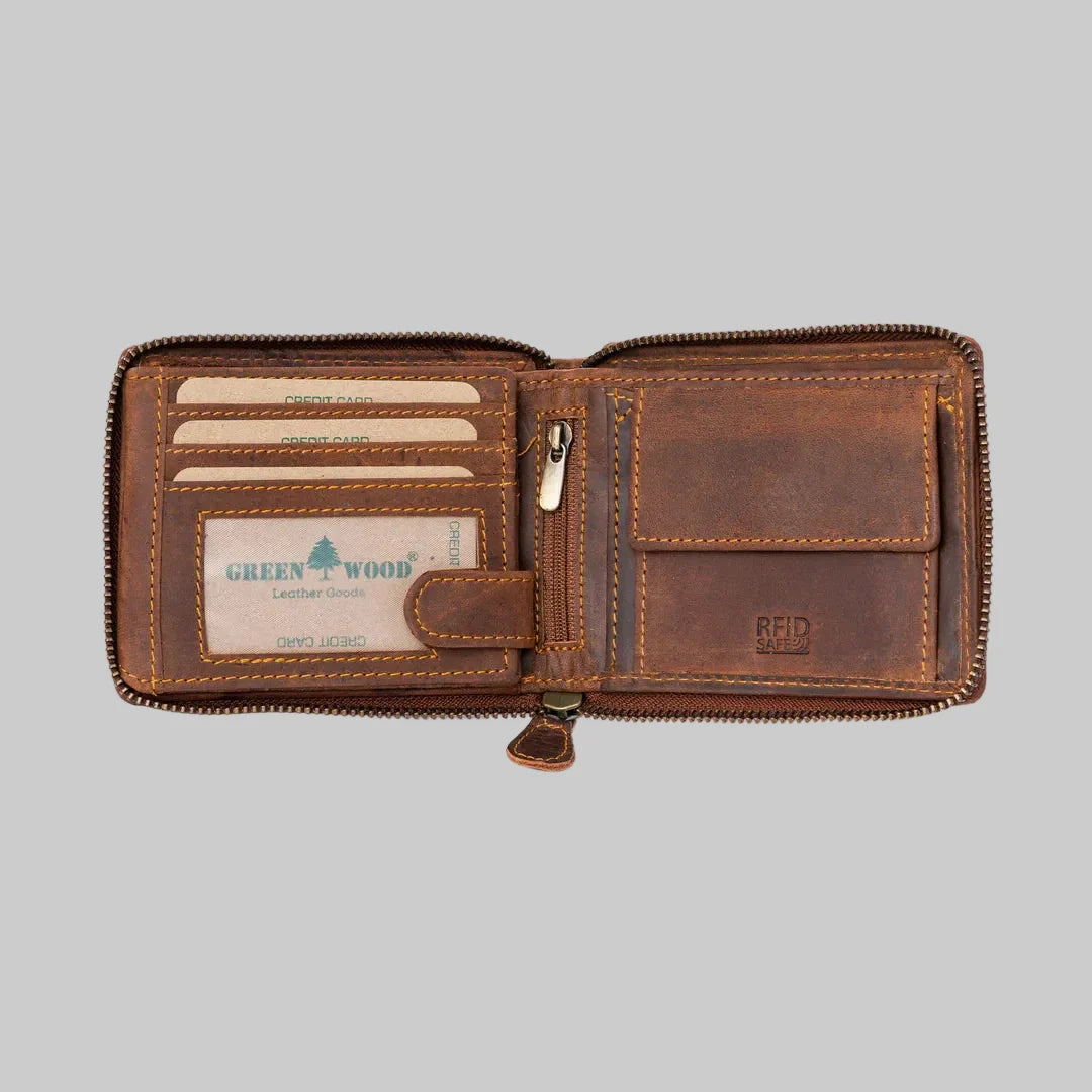 Greenwood Men's RFID Zip Around Wallet-8