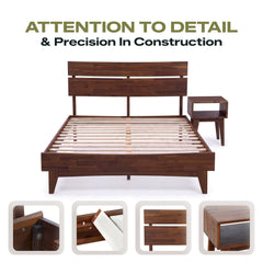 [Compre 1 y Reciba 1] Estructura de cama y mesita de noche de madera maciza Aurora-7