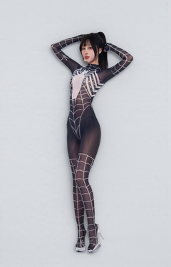 Symbiote Spider Girl Sheer 10D Nylon Full Bodysuit Body Stocking Lingerie-3