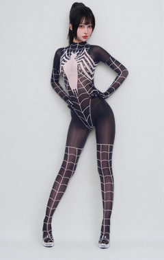 Symbiote Spider Girl Sheer 10D Nylon Full Bodysuit Body Stocking Lingerie-5