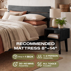 [Compre 1 y Reciba 1] Estructura de cama y mesita de noche de madera maciza Aurora-16