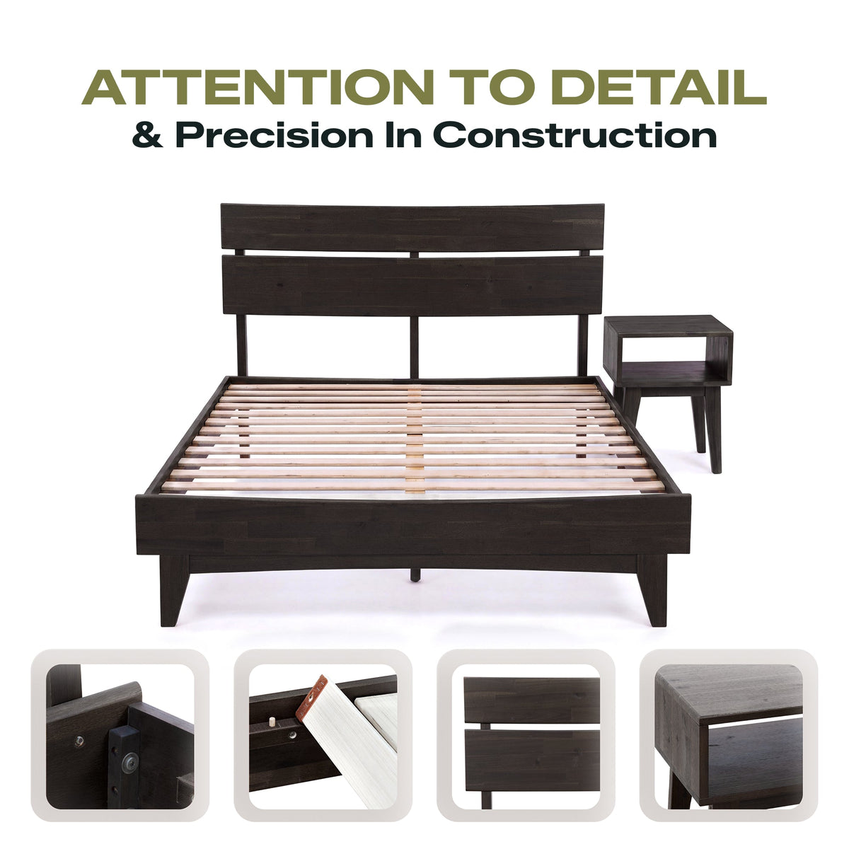 [Compre 1 y Reciba 1] Estructura de cama y mesita de noche de madera maciza Aurora-17