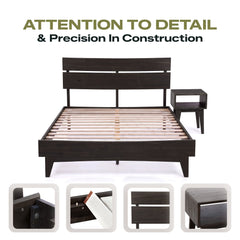 [Compre 1 y Reciba 1] Estructura de cama y mesita de noche de madera maciza Aurora-17