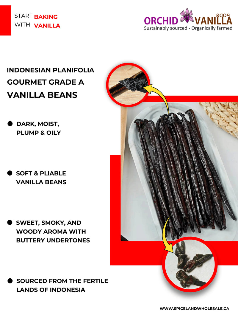 Indonesian Vanilla (Sumatra) Planifolia Gourmet Grade-A Beans<br>For Extract And Baking<BR>By Ounce-1