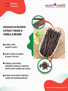Madagascar Bourbon Extract Vanilla Beans Grade-B <br>For Extract Making<BR>By Ounce-1