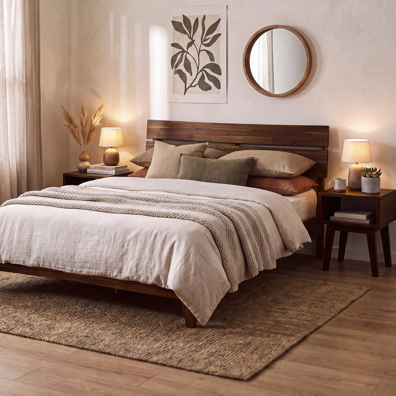 [Compre 1 y Reciba 1] Estructura de cama y mesita de noche de madera maciza Aurora-10