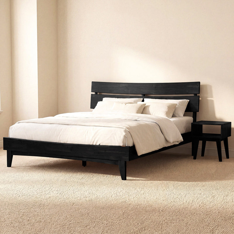 [Compre 1 y Reciba 1] Estructura de cama y mesita de noche de madera maciza Aurora-12