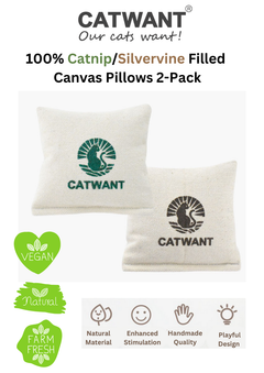 100% Catnip/Silvervine Filled Canvas Pillows, 2Pcs-1