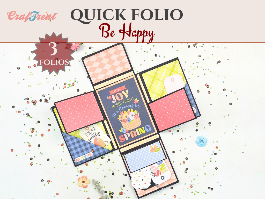 Craftreat Scrapbook Blank Quick Folio - Be Happy - Black, Kraft and White-1