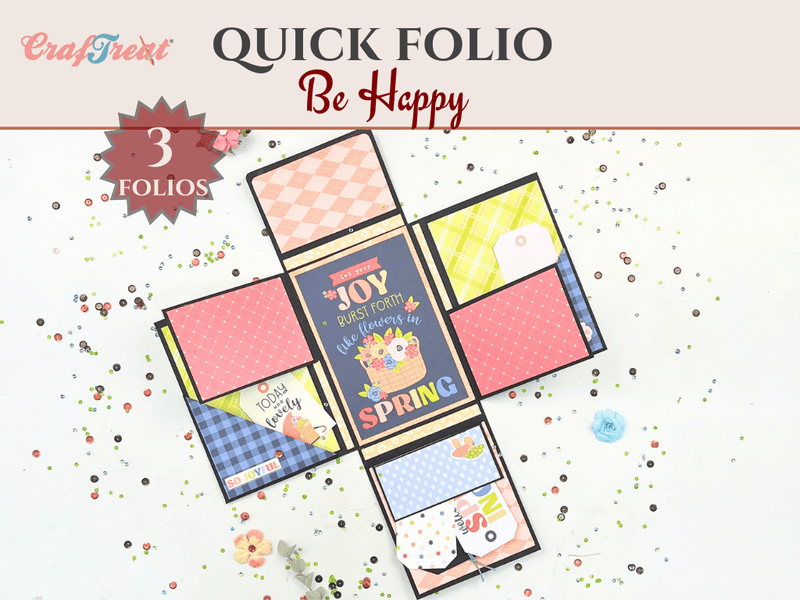 Craftreat Scrapbook Blank Quick Folio - Be Happy - Black, Kraft and White-1