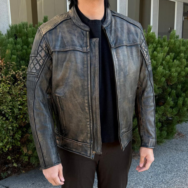 Unik International Men's Reflective Stripe Motorcycle Jacket-3