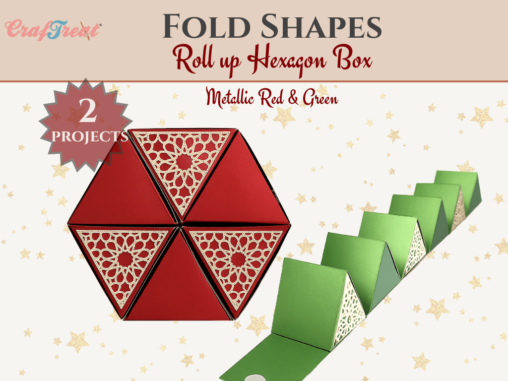 CrafTreat Scrapbook Hexagon Roll up - Metallic Red & Green-1