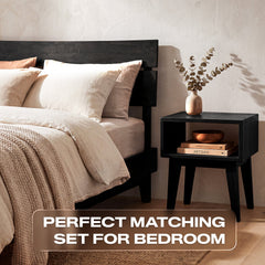 [Compre 1 y Reciba 1] Estructura de cama y mesita de noche de madera maciza Aurora-14