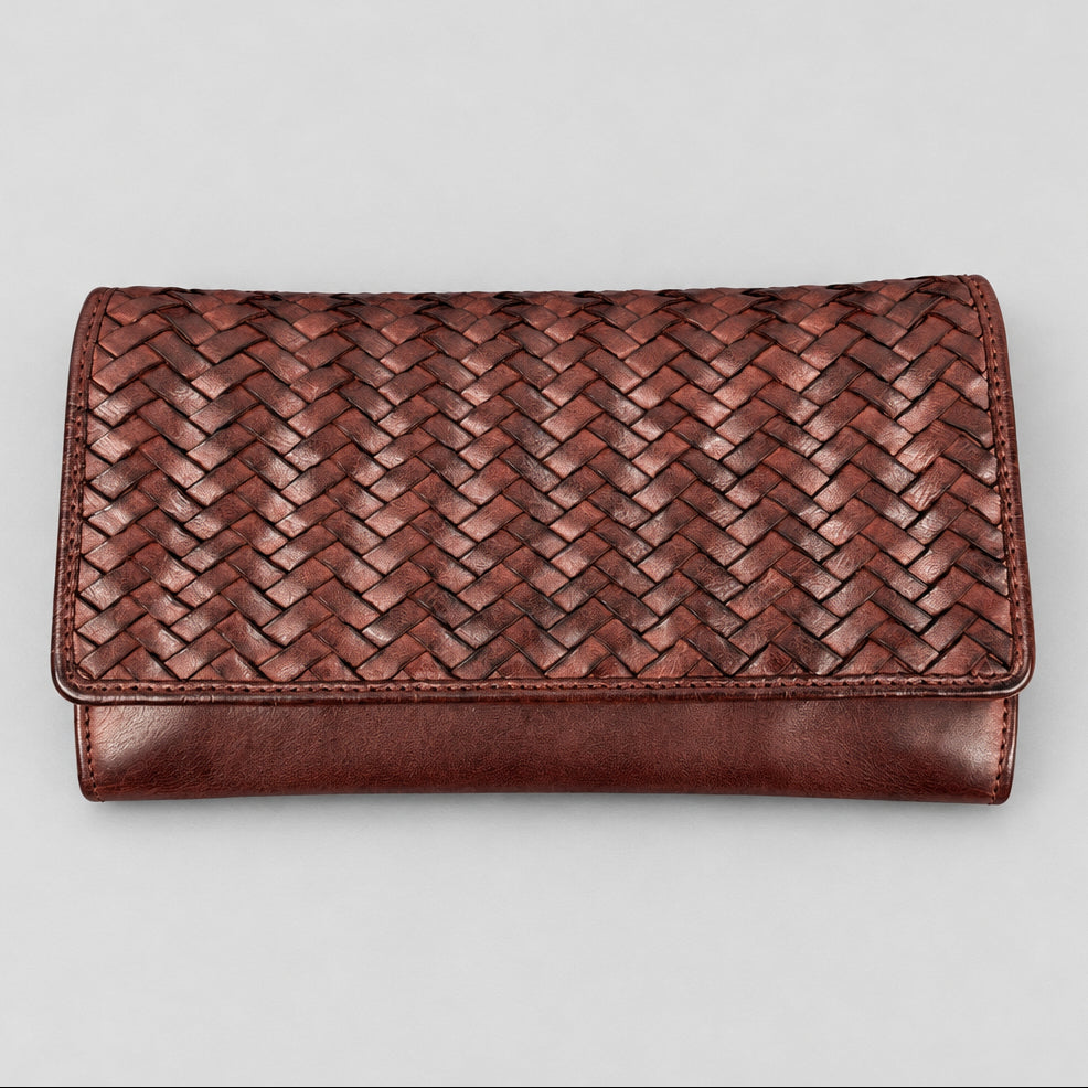 MET Women’s Leather Basket Weave Wallet. Artisan Woven Multi-Card Organizer-7