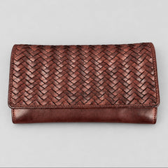MET Women’s Leather Basket Weave Wallet. Artisan Woven Multi-Card Organizer-7
