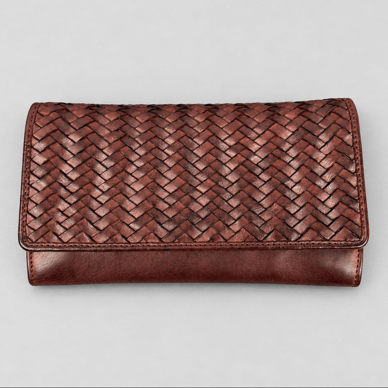 MET Women’s Leather Basket Weave Wallet. Artisan Woven Multi-Card Organizer-7