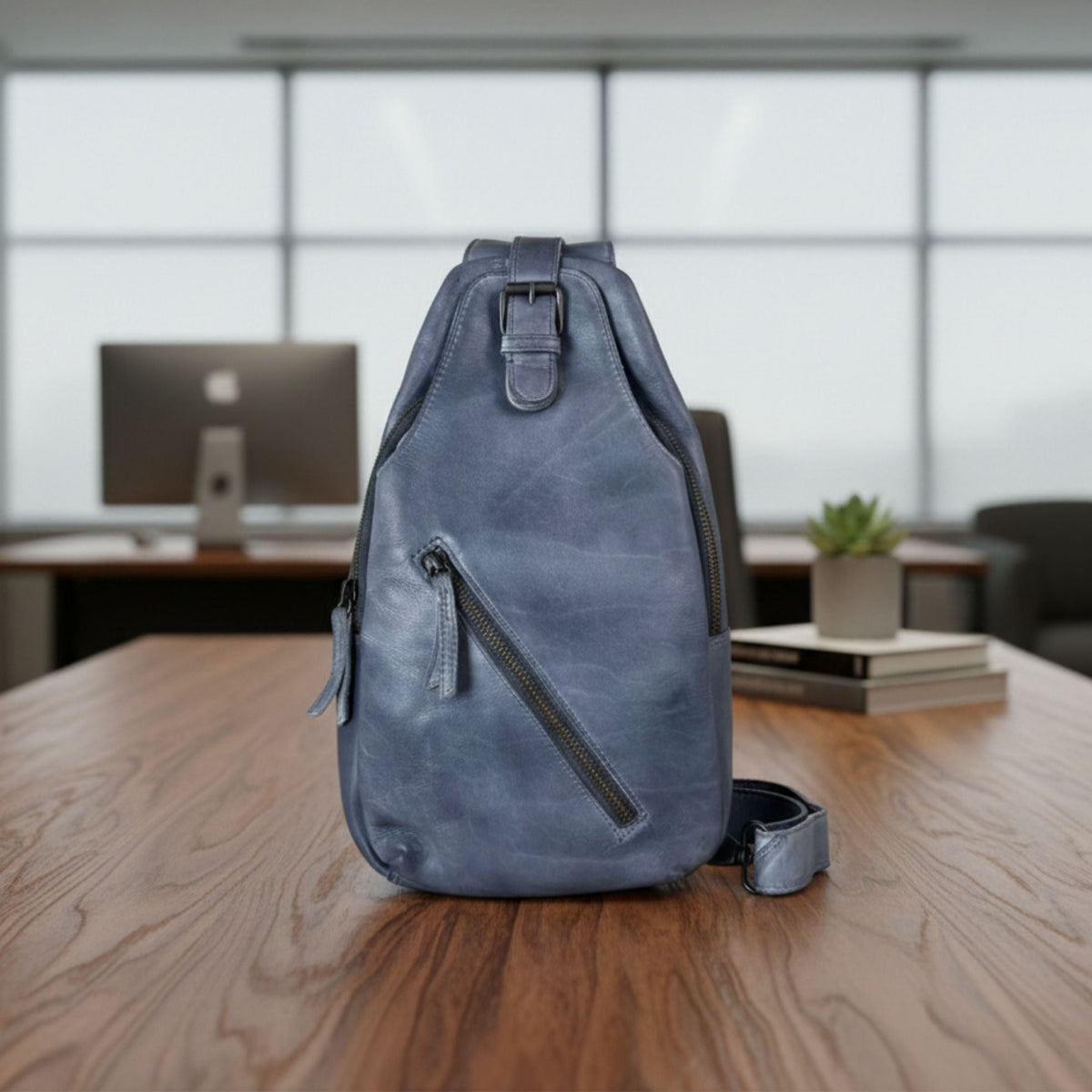 Off The Shoulder Leather Chest Backpack-6