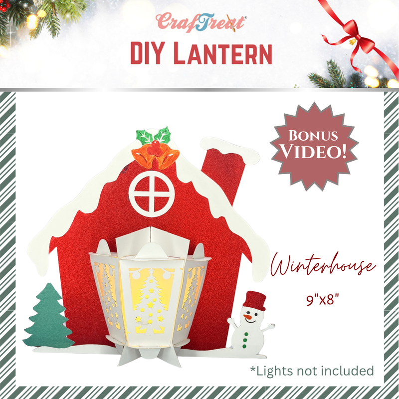 CrafTreat Lanternes en papier à faire soi-même – Maison d'hiver-9